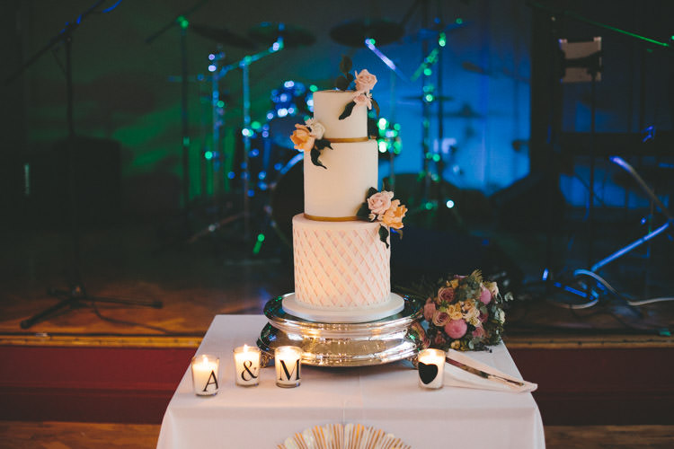 Iced Cake White Candles Flowers Classic Pink English Country Garden Wedding http://www.elliegracephotography.co.uk/
