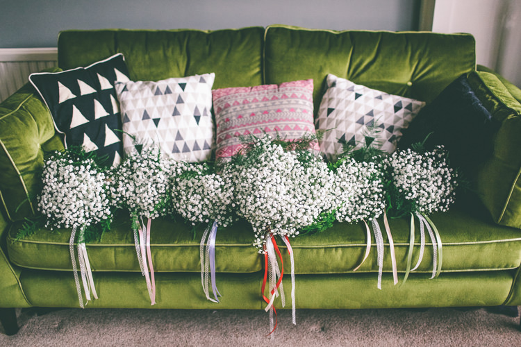 Gyp Baby Breath Gypsophila Bouquets Flowers Bridesmaids Home Made Glastonbury Festival Wedding http://www.emmaboileau.co.uk/