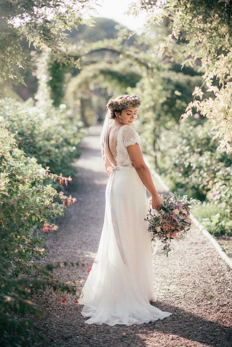 Ribbon Flower Crown Gown Dress Bride Bridal Fine Art Boho Luxe Garden Wedding Ideas http://www.lucygphotography.co.uk/