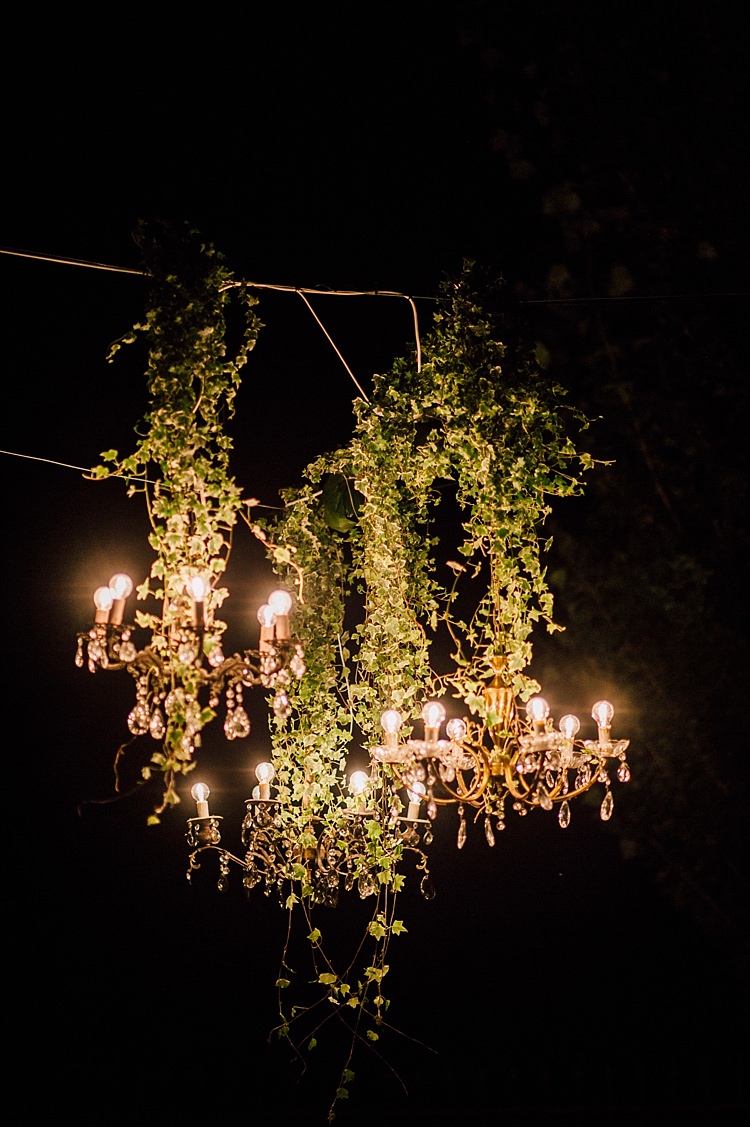Reception Hanging Décor Greenery Chandelier Outdoor Floral Countryside Wedding Veneto http://serenagenovese.com/