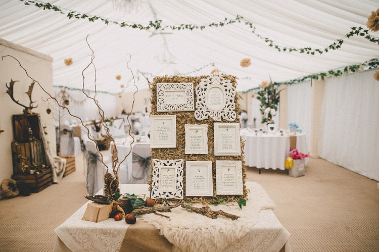 Frame Seating Plan Table Chart Woodland Inspired Autumn Wedding http://www.kerrydiamondphotography.com/