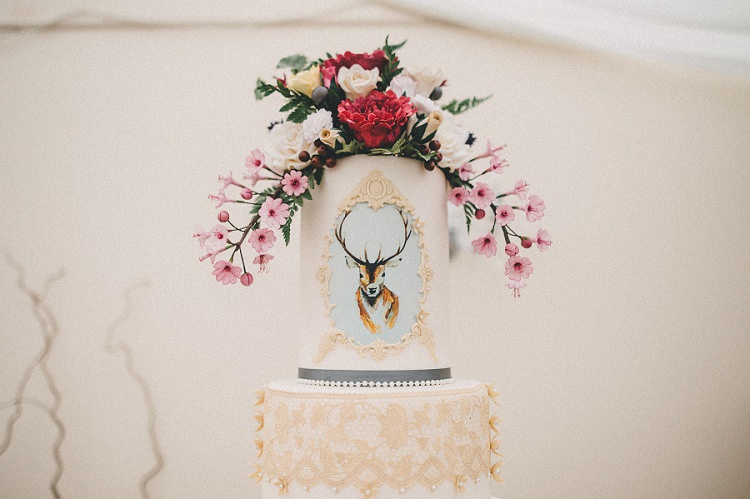Flower Cake Toper Deer Woodland Inspired Autumn Wedding http://www.kerrydiamondphotography.com/