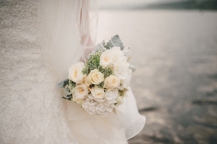 White Bouquet Flowers Bride Bridal Hydrangea Roses Woodland Inspired Autumn Wedding http://www.kerrydiamondphotography.com/