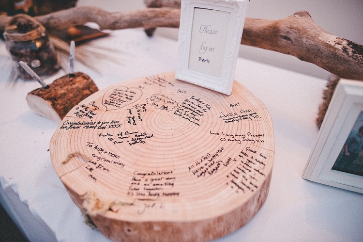 Log Slice Guest Book Woodland Inspired Autumn Wedding http://www.kerrydiamondphotography.com/
