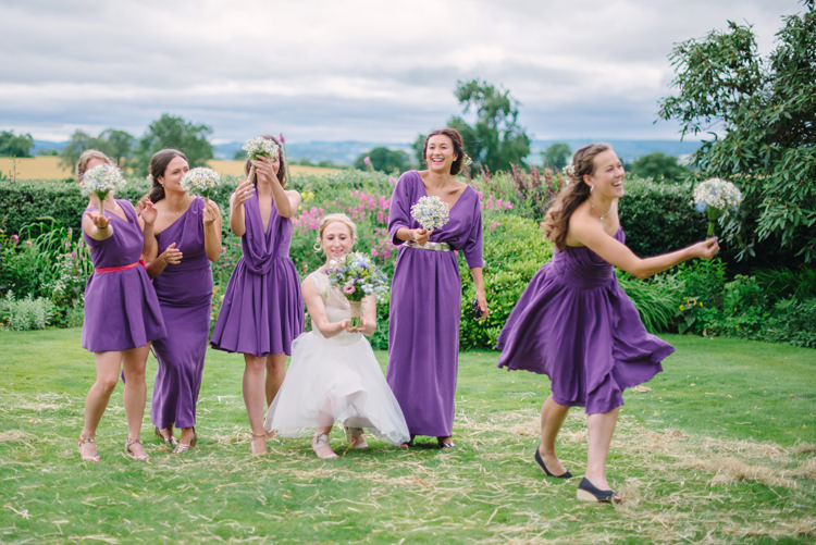 Mismatched Bridesmaid Dresses Purple Big Top Farm Party Wedding http://www.robinstudios.com/