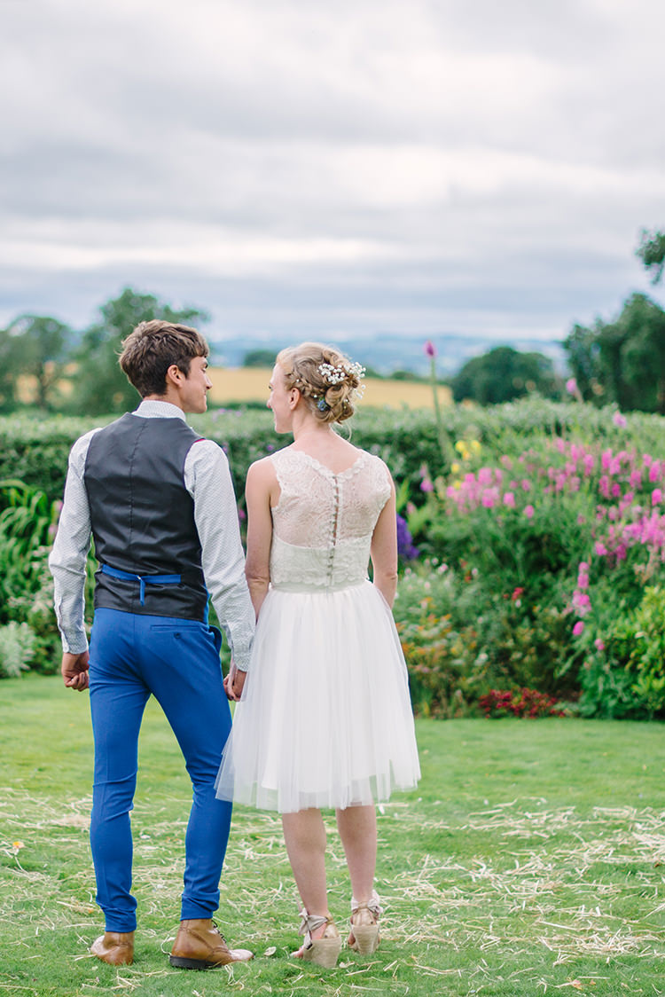 Short Wedding Dress Bride Bridal Lace Buttons Big Top Farm Party Wedding http://www.robinstudios.com/
