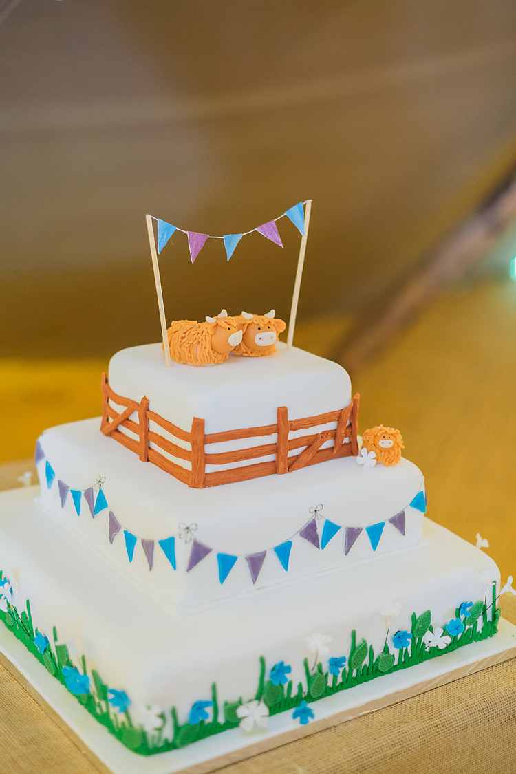 Farm Cow Cake Bunting Topper Fun & Games Tipi Wedding http://jamesandlianne.com/
