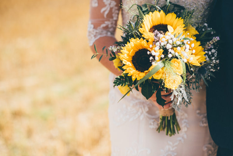 Bouquet Flowers Bride Bridal Summer Outdoorsy Rustic Sunflowers Wedding http://www.helenjanesmiddy.com/
