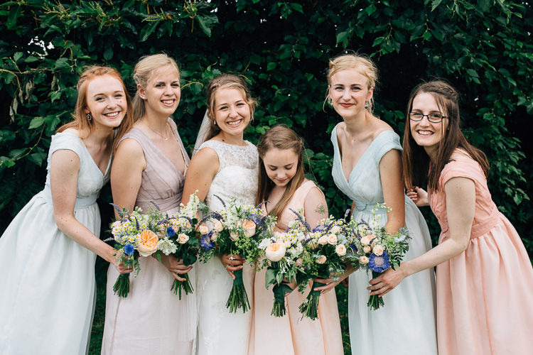 Pastel Bridesmaid Dresses Flowers Bouquets Floral Marquee Summer Wedding http://matildadelvesweddingphotography.com/