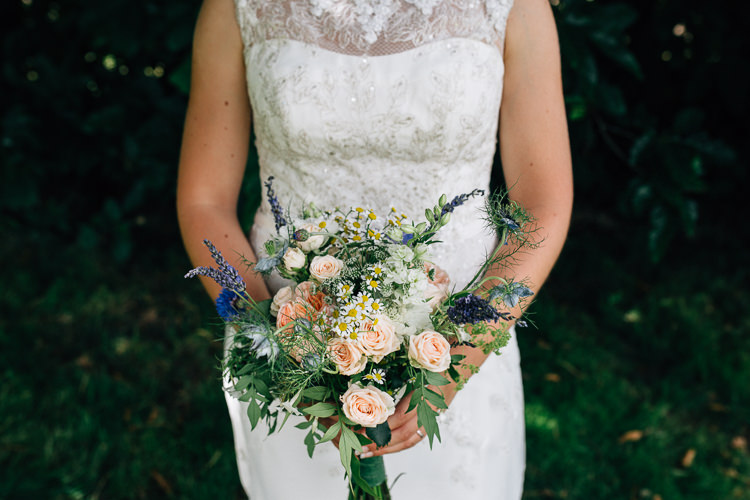Bouquet Flowers Wild Natural Peach Rose Daisy Lavender Bride Bridal Floral Marquee Summer Wedding http://matildadelvesweddingphotography.com/