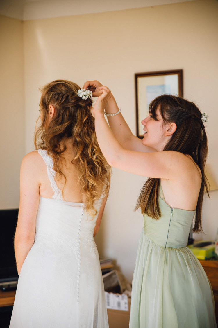 Long Wavy Hair Bride Bridal Flowers Gypsophila Rural Rustic Autumn Wedding http://www.saltyseaphotography.com/