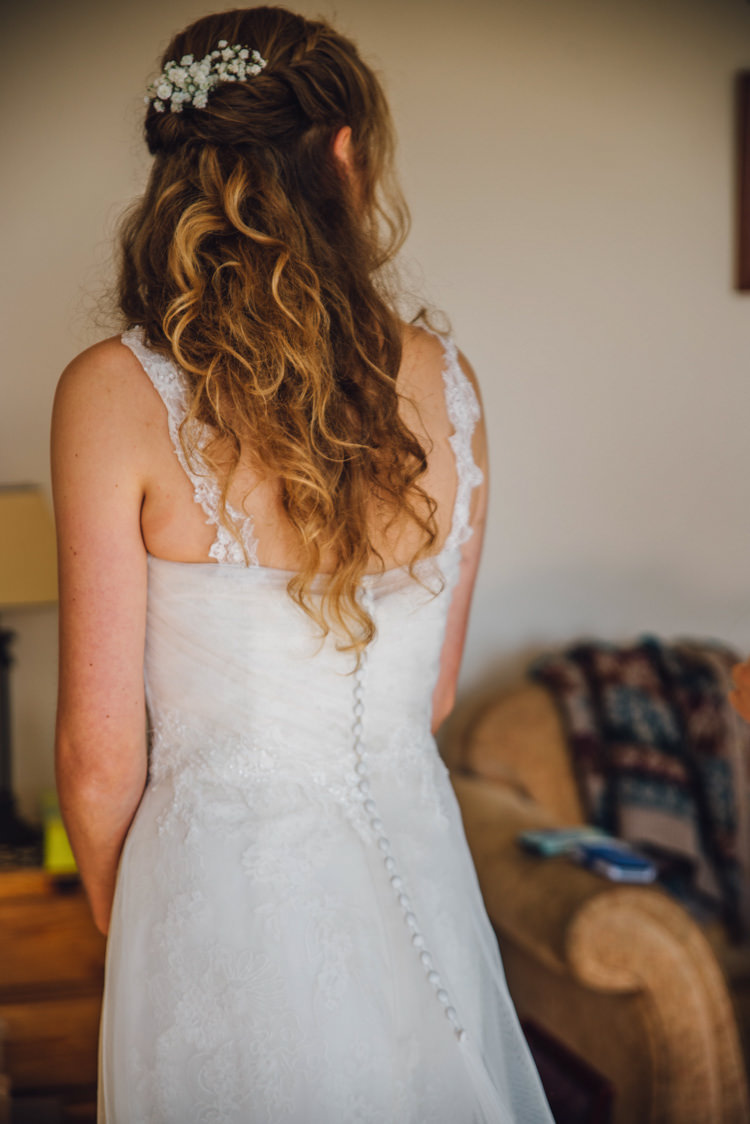 Long Wavy Hair Bride Bridal Twist Flowers Gypsophila Gyp Rural Rustic Autumn Wedding http://www.saltyseaphotography.com/