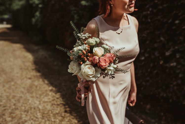 Bridesmaid Bouquet Peach Rose Cream Flowers Beautiful Stylish Country Marquee Wedding http://jesssoperphotography.com/