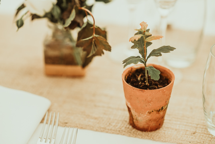 Oak Tree Seedling Potted Favours Beautiful Stylish Country Marquee Wedding http://jesssoperphotography.com/