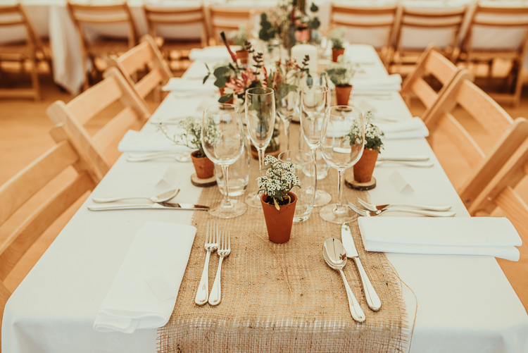 Hessian Potted Plant Decor Tables Beautiful Stylish Country Marquee Wedding http://jesssoperphotography.com/