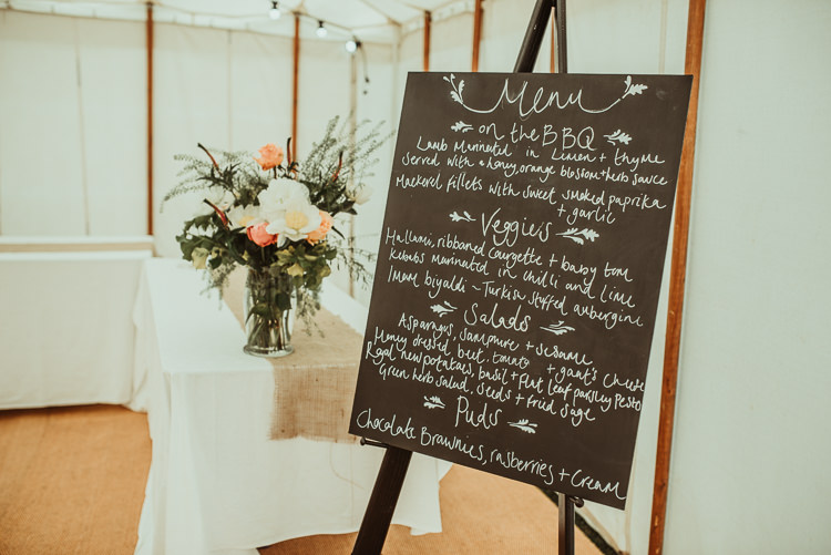 Sign Black Chalk Board Menu Beautiful Stylish Country Marquee Wedding http://jesssoperphotography.com/