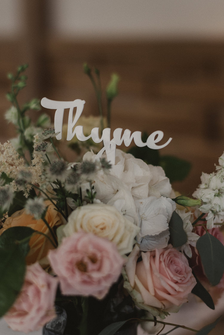 Herb Table Name Sign Flowers Whimsical Floral Blush Grey Wedding https://www.scuffinsphotography.com/