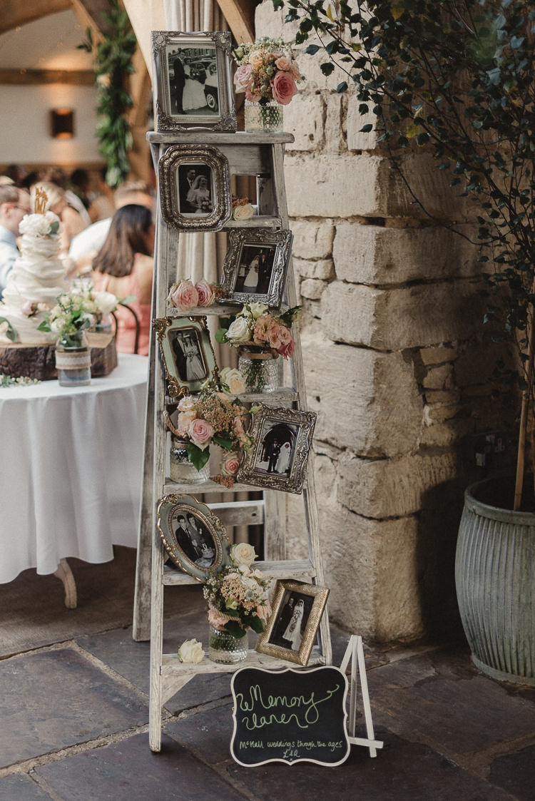 Ladder Decor Family Photographs Whimsical Floral Blush Grey Wedding https://www.scuffinsphotography.com/