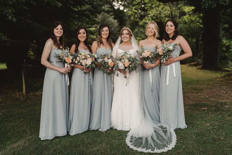 Long Green Bridesmaid Dresses Bouquets Flowers Ribbons Whimsical Floral Blush Grey Wedding https://www.scuffinsphotography.com/