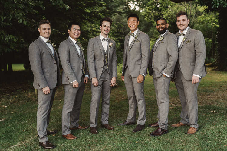 Suits Bow Ties Groom Groomsmen Whimsical Floral Blush Grey Wedding https://www.scuffinsphotography.com/