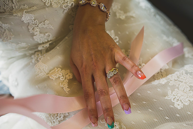 Nails Bride Bridal Ring Engagement Band Colourful Midsummer Night's Dream Party Wedding http://thespringles.com/