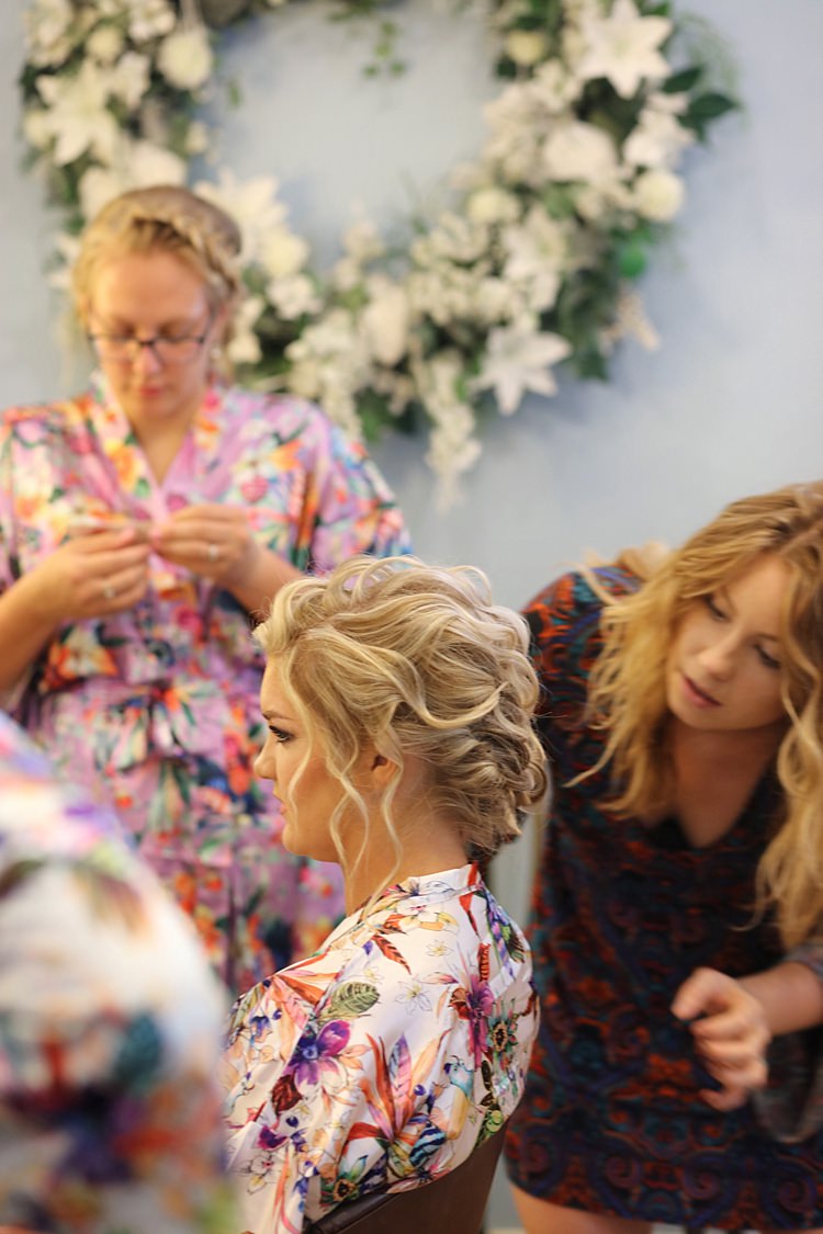 Bride Floral Robe Soft Hairstyle Smokey Eye Makeup Getting Ready Soft Romantic Woodland Wedding Tennessee http://www.jessicaleephotographicart.com/