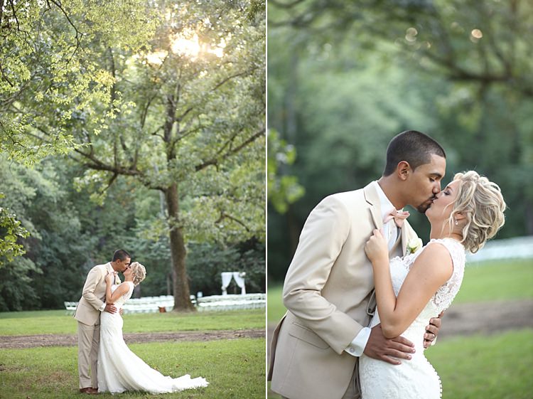 Bride Lace Mermaid Bridal Gown With Straps Floral Hairpiece Bouquet White Hydrangea Pink Roses Baby's Breath Groom Beige Suit White Shirt Pale Pink Bow Tie Trees Sunlight Grass Soft Romantic Woodland Wedding Tennessee http://www.jessicaleephotographicart.com/