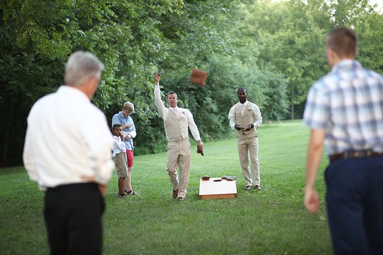Reception Groomsmen Guests Outside Games Trees Grass Fun Soft Romantic Woodland Wedding Tennessee http://www.jessicaleephotographicart.com/