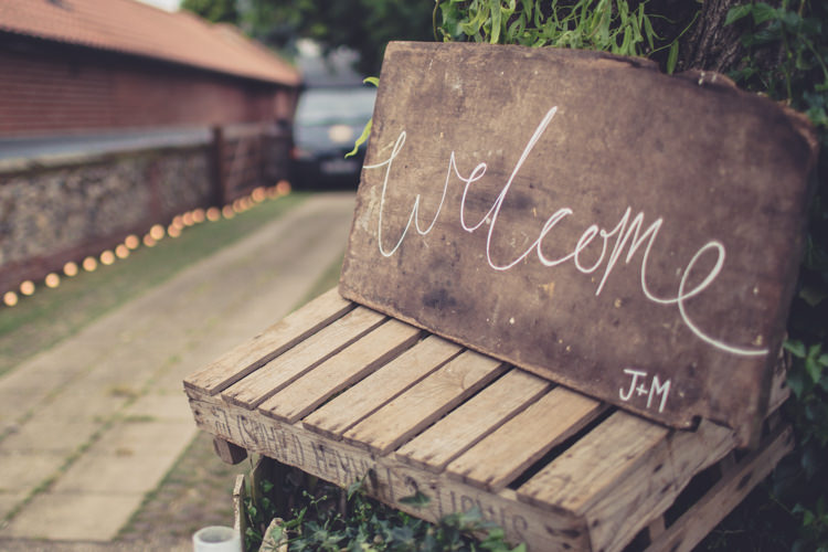Welcome Sign Wooden Calligraphy Homespun Festival Village Hall Wedding http://www.himandherweddingphotography.co.uk/