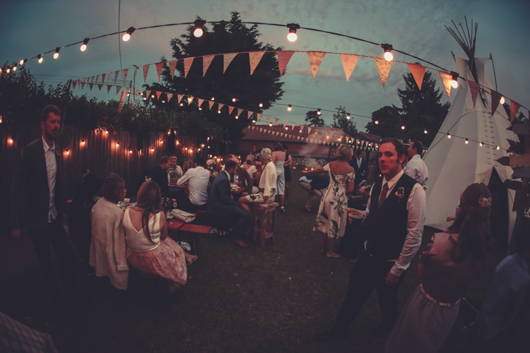 Festoons Bunting Tipi Homespun Festival Village Hall Wedding http://www.himandherweddingphotography.co.uk/