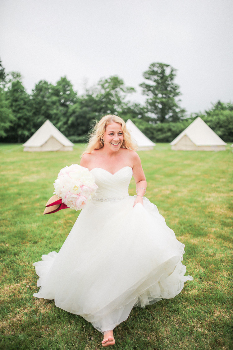 Strapless Sweetheart Dress Gown Bride Bridal Tulle Belt Romantic Pink Summer Glamping Wedding http://helenrussellphotography.co.uk/