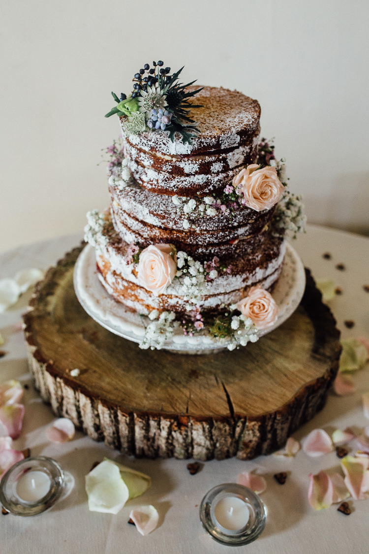Naked Wedding Cake Icing Sugar Flowers Struth Photography