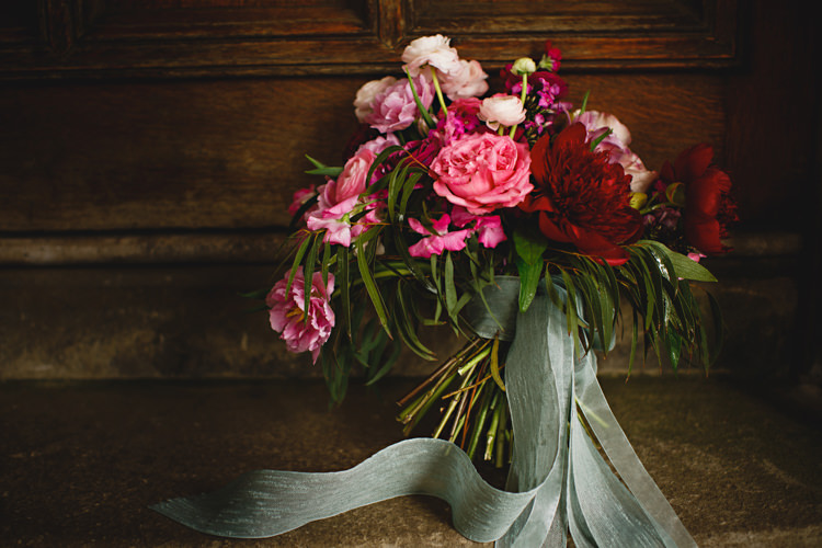 Bouquet Flowers Bride Bridal Red Burgundy Pink Rose Ribbon Opulent Rich Tipi Wedding Ideas http://hbaphotography.com/