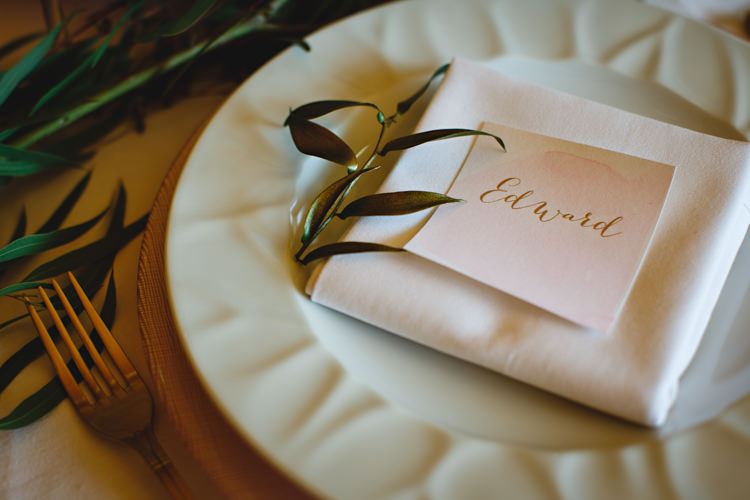 Calligraphy Gold Place Name Card Setting Opulent Rich Tipi Wedding Ideas http://hbaphotography.com/