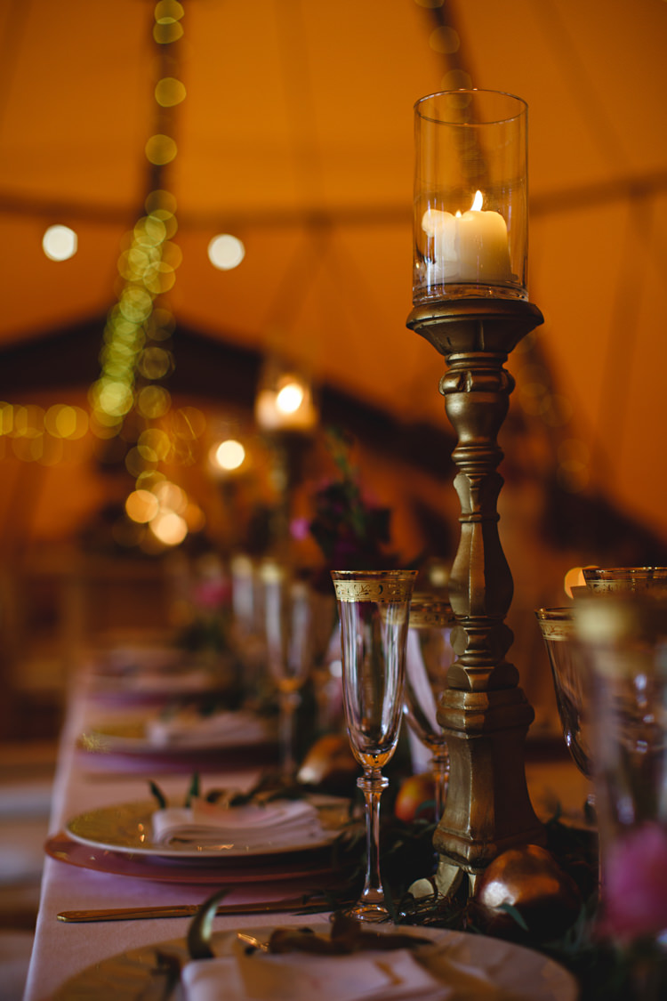 Candle Stick Decor Tables Opulent Rich Tipi Wedding Ideas http://hbaphotography.com/