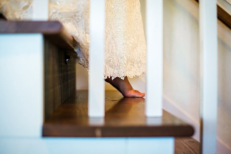 Bride Lace Sweetheart Bridal Gown Bare Feet Stairs Ethereal Boho Wedding Ideas http://perfectcapturephoto.com/