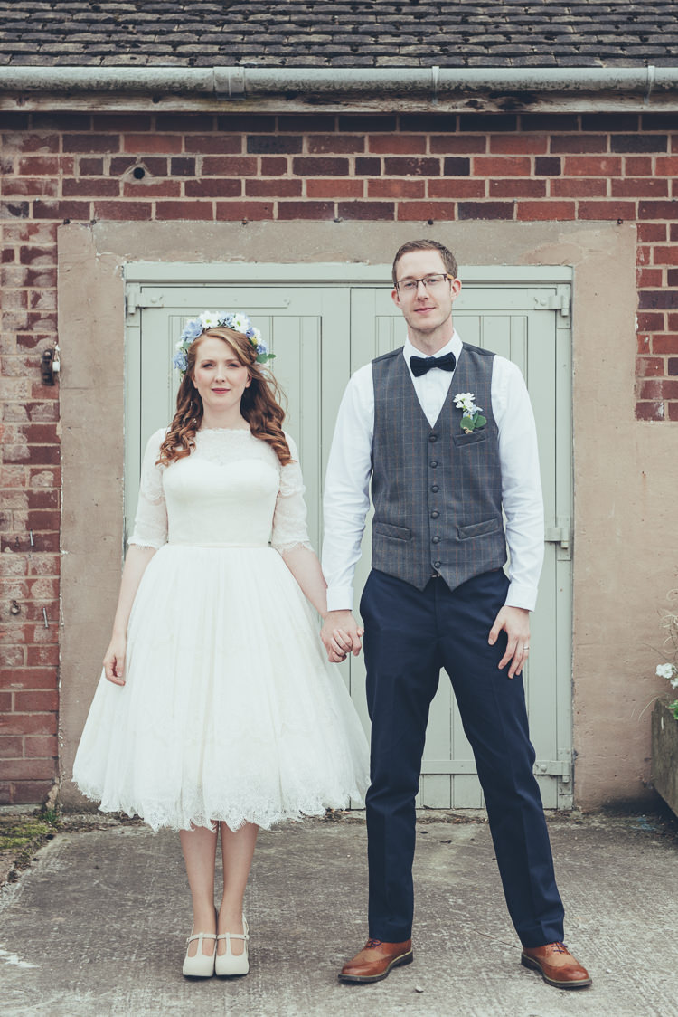 House Mooshki Dress Gown Bride Bridal Short Rustic Home Made Country Barn Wedding http://lisahowardphotography.co.uk/