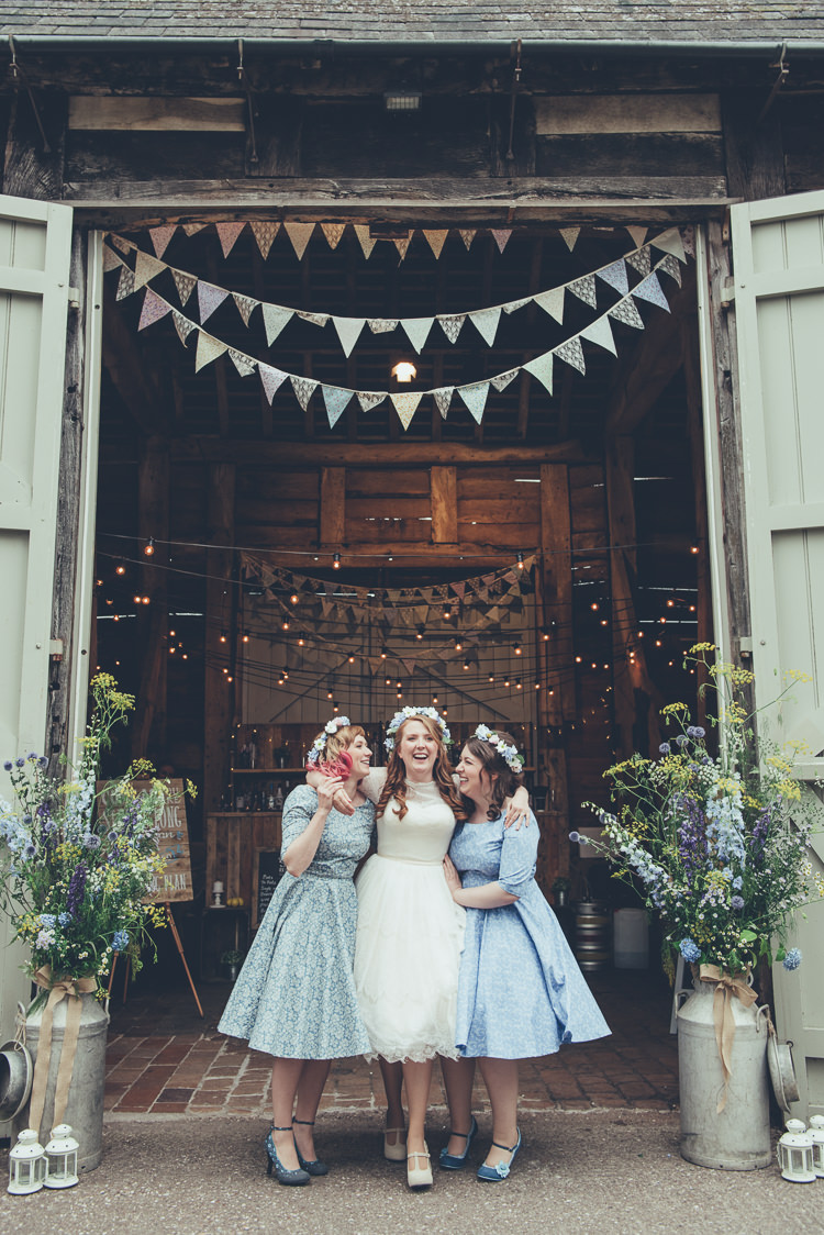 Vintage Bridesmaid Dresses Prom Blue Rustic Home Made Country Barn Wedding http://lisahowardphotography.co.uk/