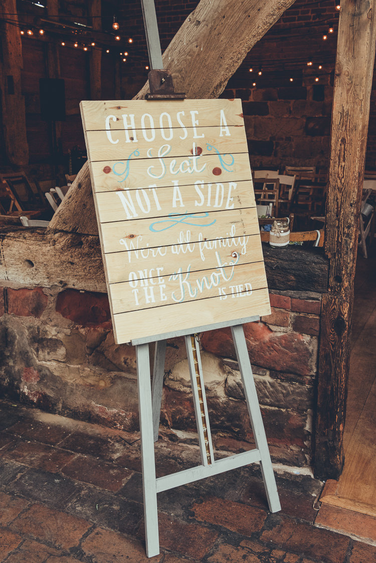 Wooden Sign Choose A Seat Not A Side Rustic Home Made Country Barn Wedding http://lisahowardphotography.co.uk/