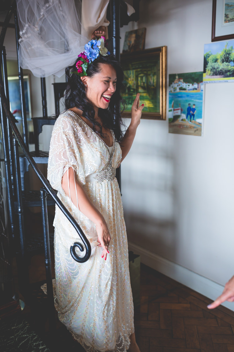 Vintage Sequin Dress Gown Bride Bridal Magical Outdoor Garden Festival Wedding http://realsimplephotography.net/