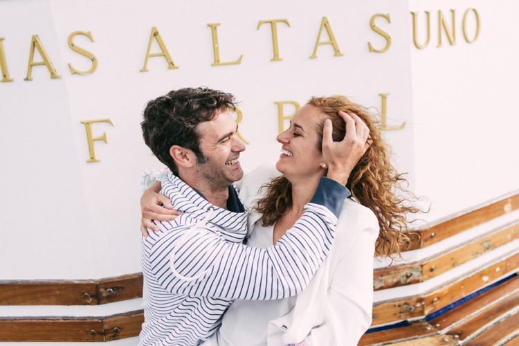 Bride Groom Laughs Romantic Bohemian Spain Wedding http://saralobla.com/