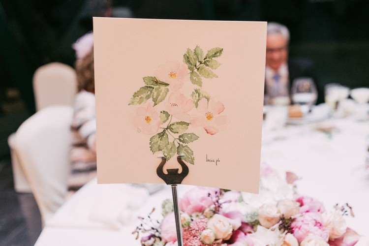 Table Number Floral Stationery Flower Centrepiece Pastels Pink Cream Purple Romantic Bohemian Spain Wedding http://saralobla.com/