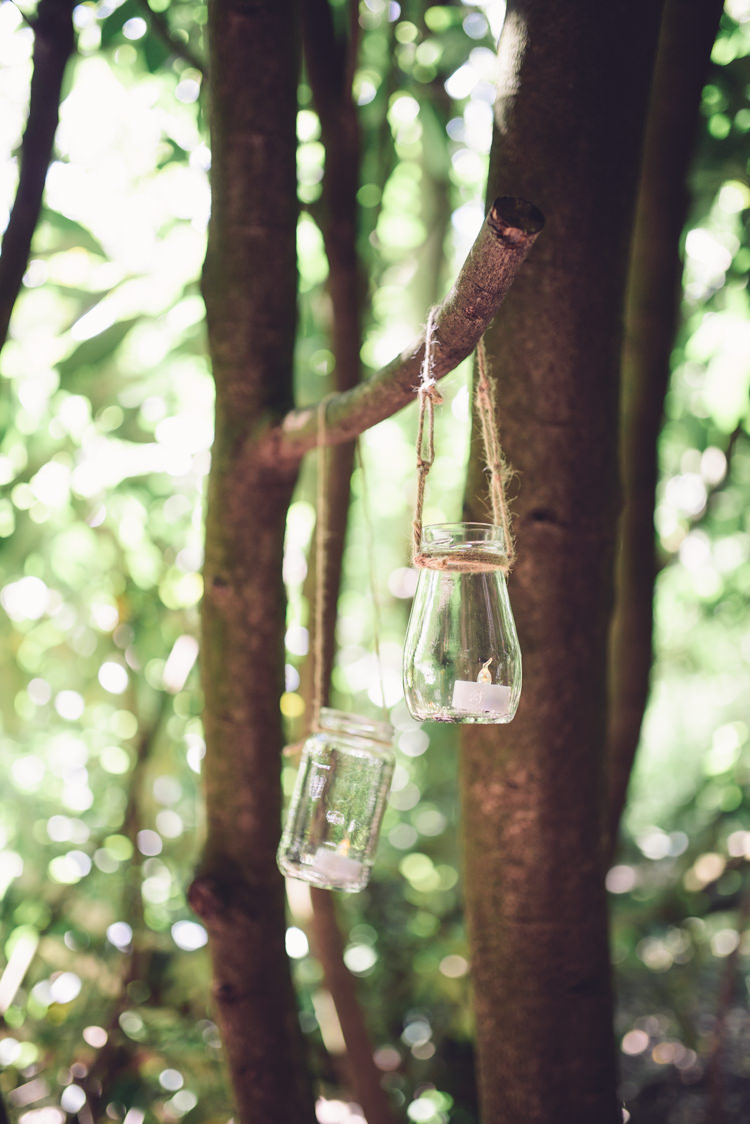 Hanging Jar Candles Hand Crafted Vintage Woodland Wedding http://www.jennawoodward.com/