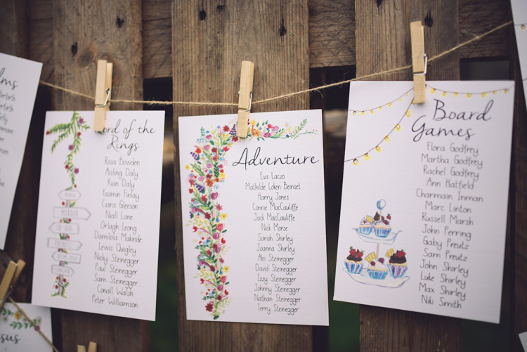 Illustrated Floral Seating Plan Table Chart Hand Crafted Vintage Woodland Wedding http://www.jennawoodward.com/