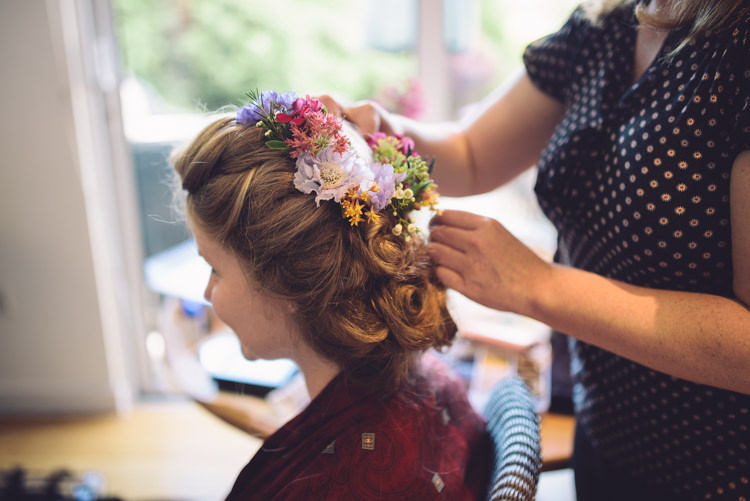 Hair Bride Bridal Style Flowers Hand Crafted Vintage Woodland Wedding http://www.jennawoodward.com/