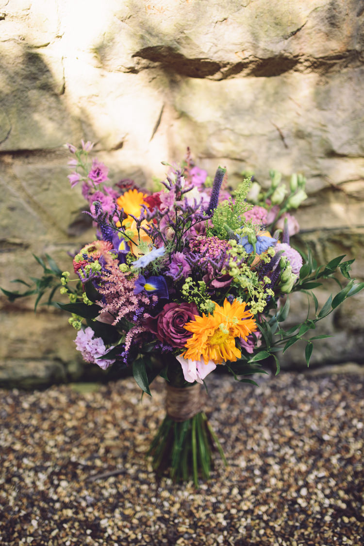 Bouquet Flowers Wild Natural Purple Orange Bride Bridal Hand Crafted Vintage Woodland Wedding http://www.jennawoodward.com/