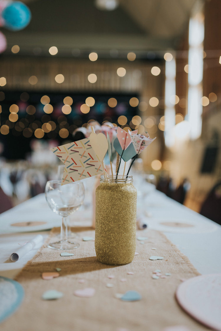 Gold Glitter Jar Heart Sticks Decor Centrepiece Hessian Confetti DIY Pastel Creative Wedding http://www.baiandelle.com/