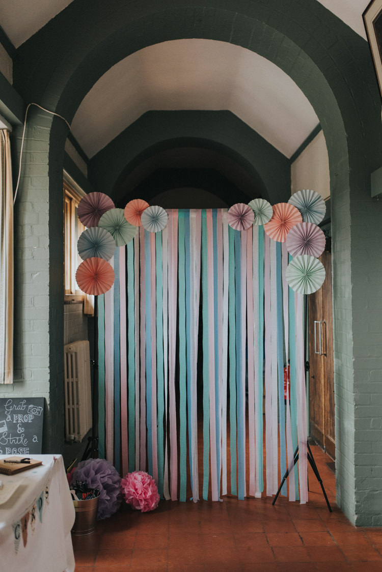 Ribbon Paper Backdrop Pinwheels Streamers DIY Pastel Creative Wedding http://www.baiandelle.com/