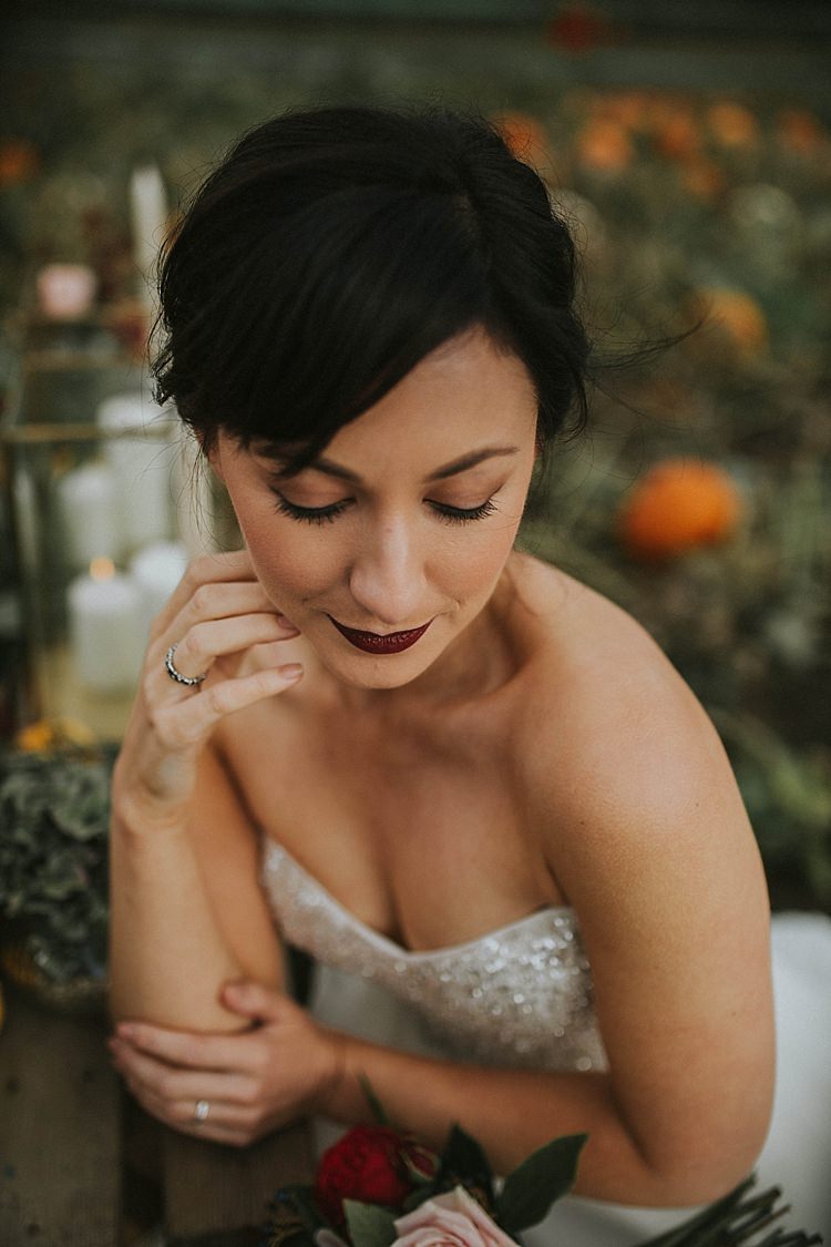 Make Up Bride Bridal Red Lip Pumpkin Field Autumn Wedding Ideas http://www.jessicajweddingphotography.co.uk/