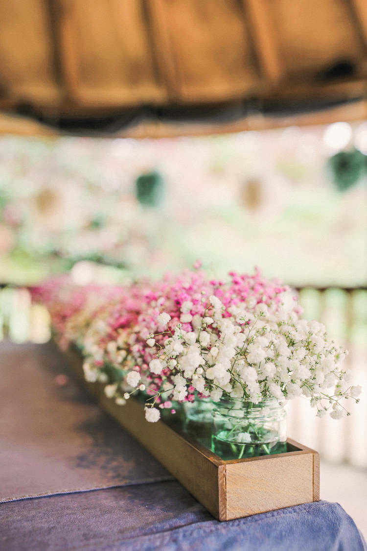 Gyp Gypsophila Baby Breath Box Flowers Jars Rustic Secret Garden Wedding http://helenrussellphotography.co.uk/